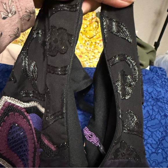 Free People Lotus Pond Purple Black Beaded Dress Sz L - Picture 10 of 12